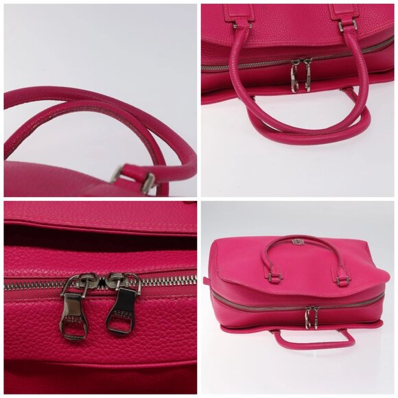 LOEWE Anagram Hand Bag Leather Pink Gold Auth yk17930 - Picture 16 of 16